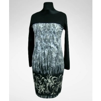 Ciepła sukienka dzianinowa ze wzorem - zielone trawy khaki